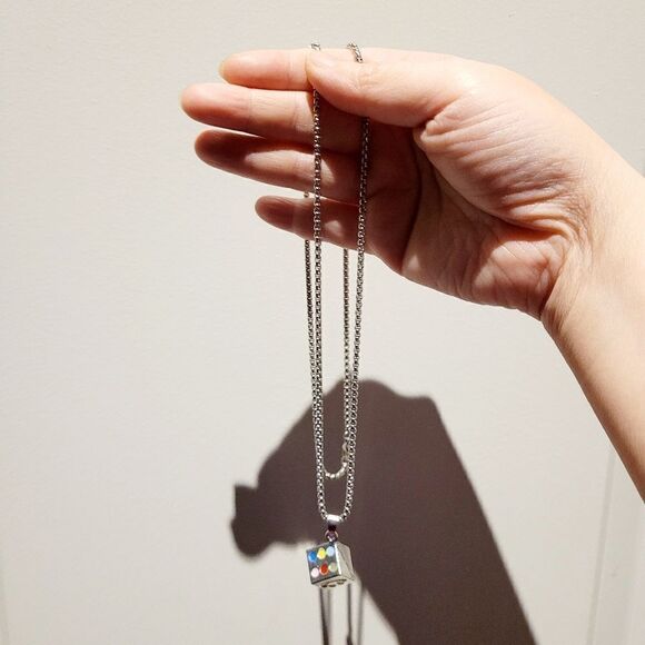 Brand New Funny Dice Silver Necklace - Picture 7 of 8